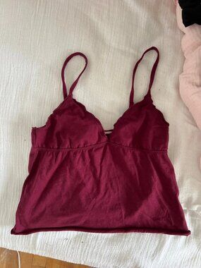 Burgundy Spaghetti Strap Cropped Cami Top Women's Size S